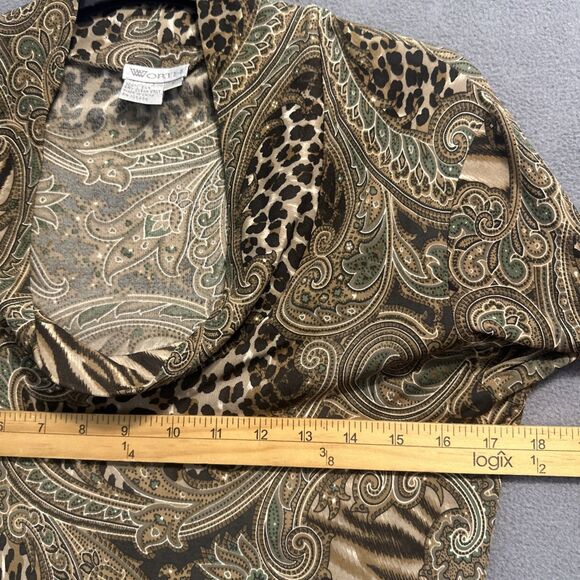 VTG Y2K Worth 100% Silk Top Paisley Animal Print Cowl Neck Blouse Size S Fairy - Picture 5 of 5